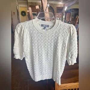 White Short Sleeve Knit Top